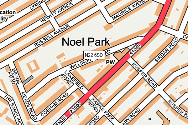 N22 6SD map - OS OpenMap – Local (Ordnance Survey)