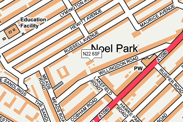 N22 6SF map - OS OpenMap – Local (Ordnance Survey)