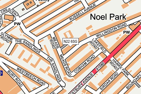 N22 6SG map - OS OpenMap – Local (Ordnance Survey)