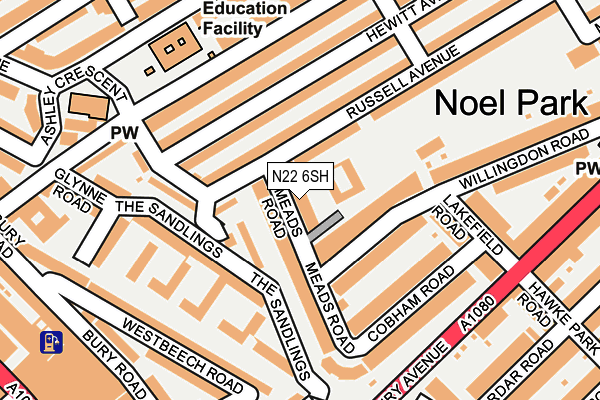 N22 6SH map - OS OpenMap – Local (Ordnance Survey)