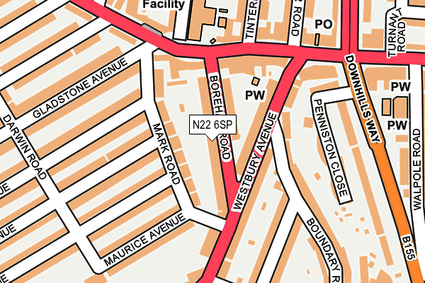 N22 6SP map - OS OpenMap – Local (Ordnance Survey)