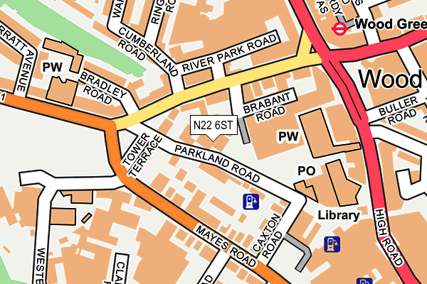 N22 6ST map - OS OpenMap – Local (Ordnance Survey)