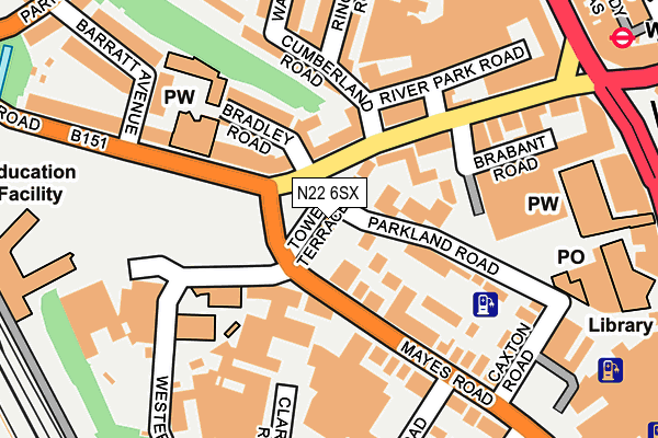 N22 6SX map - OS OpenMap – Local (Ordnance Survey)