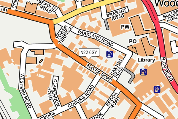 N22 6SY map - OS OpenMap – Local (Ordnance Survey)