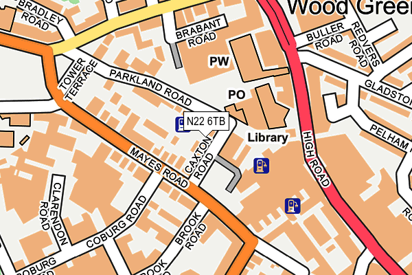 N22 6TB map - OS OpenMap – Local (Ordnance Survey)