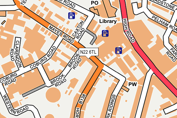 N22 6TL map - OS OpenMap – Local (Ordnance Survey)