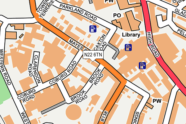 N22 6TN map - OS OpenMap – Local (Ordnance Survey)