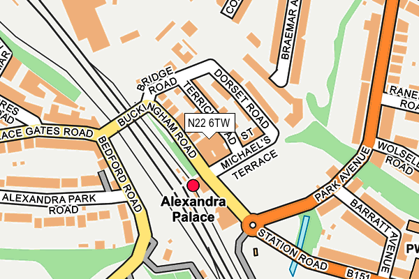 N22 6TW map - OS OpenMap – Local (Ordnance Survey)