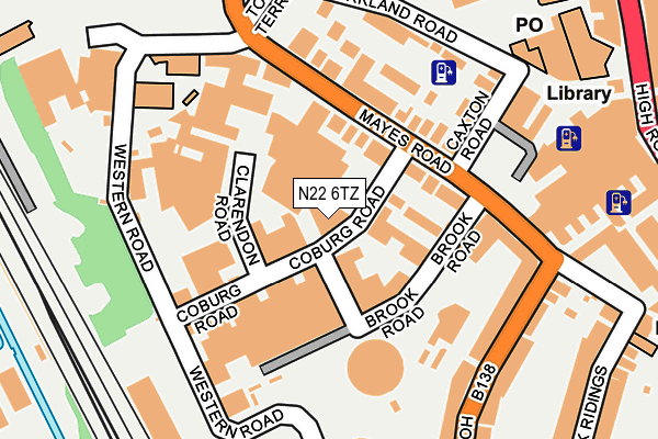N22 6TZ map - OS OpenMap – Local (Ordnance Survey)