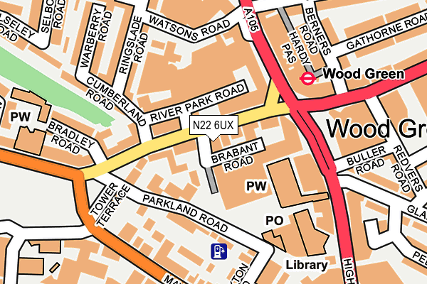 N22 6UX map - OS OpenMap – Local (Ordnance Survey)