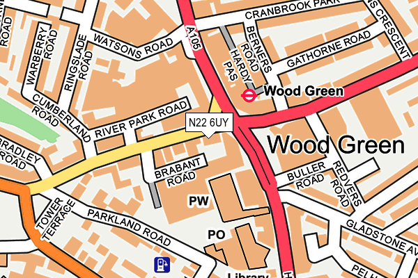 N22 6UY map - OS OpenMap – Local (Ordnance Survey)