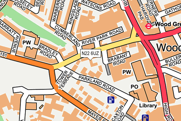 N22 6UZ map - OS OpenMap – Local (Ordnance Survey)