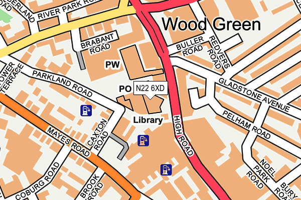 N22 6XD map - OS OpenMap – Local (Ordnance Survey)