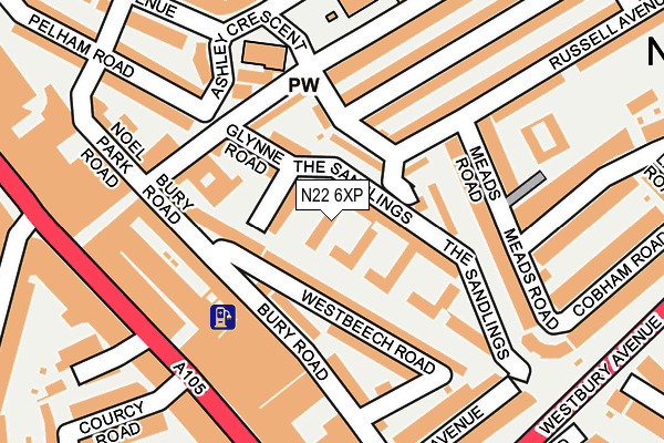 N22 6XP map - OS OpenMap – Local (Ordnance Survey)