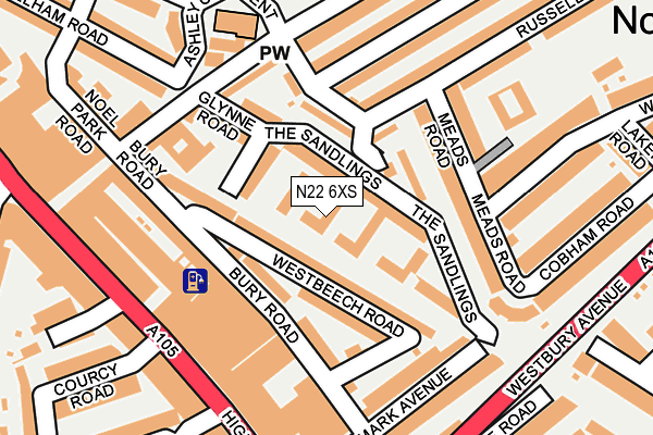 N22 6XS map - OS OpenMap – Local (Ordnance Survey)