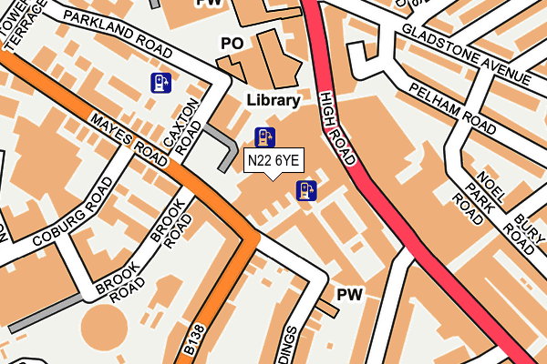 N22 6YE map - OS OpenMap – Local (Ordnance Survey)