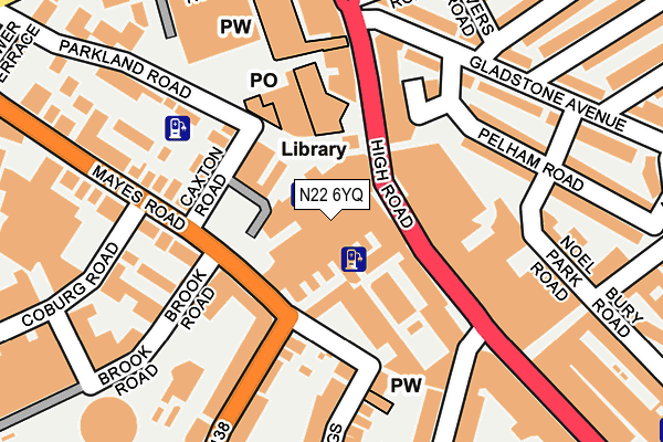 N22 6YQ map - OS OpenMap – Local (Ordnance Survey)