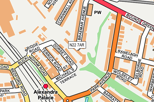 N22 7AR map - OS OpenMap – Local (Ordnance Survey)