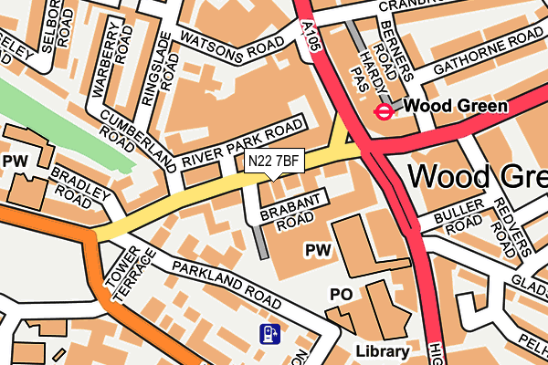 N22 7BF map - OS OpenMap – Local (Ordnance Survey)