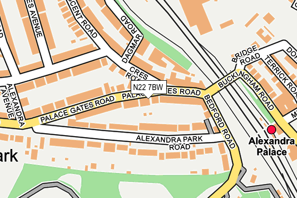 N22 7BW map - OS OpenMap – Local (Ordnance Survey)