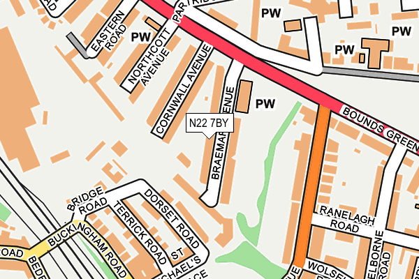 N22 7BY map - OS OpenMap – Local (Ordnance Survey)