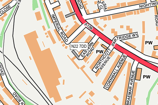 N22 7DD map - OS OpenMap – Local (Ordnance Survey)