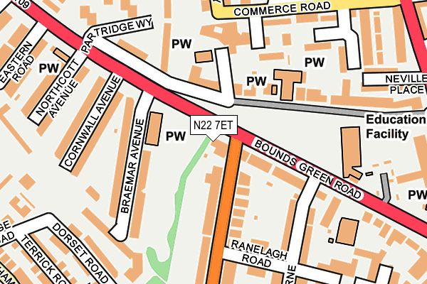 N22 7ET map - OS OpenMap – Local (Ordnance Survey)