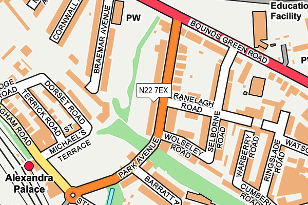 N22 7EX map - OS OpenMap – Local (Ordnance Survey)