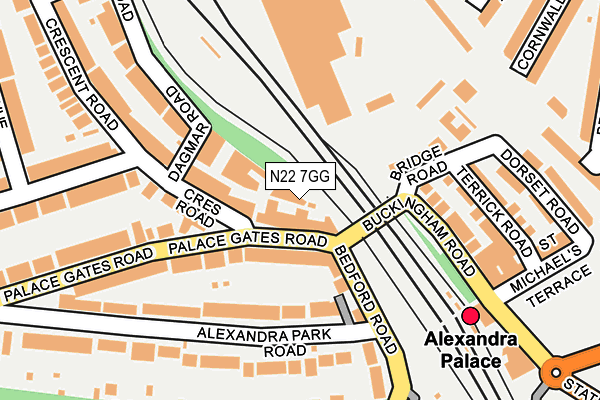 N22 7GG map - OS OpenMap – Local (Ordnance Survey)