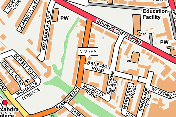 N22 7HA map - OS OpenMap – Local (Ordnance Survey)