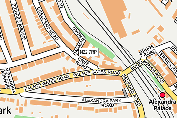 N22 7RP map - OS OpenMap – Local (Ordnance Survey)