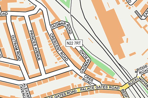 N22 7RT map - OS OpenMap – Local (Ordnance Survey)