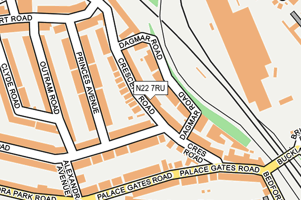 N22 7RU map - OS OpenMap – Local (Ordnance Survey)