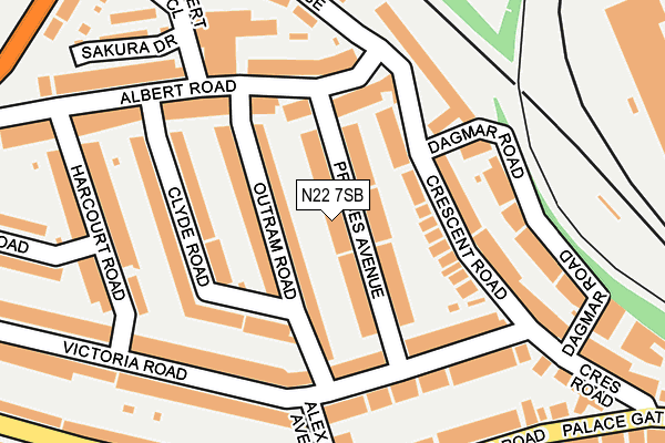 N22 7SB map - OS OpenMap – Local (Ordnance Survey)