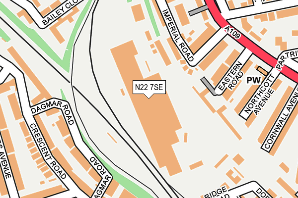 N22 7SE map - OS OpenMap – Local (Ordnance Survey)