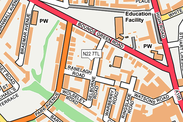 N22 7TL map - OS OpenMap – Local (Ordnance Survey)