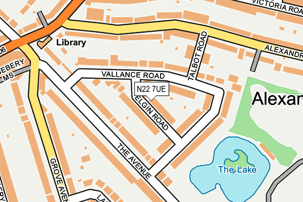 N22 7UE map - OS OpenMap – Local (Ordnance Survey)