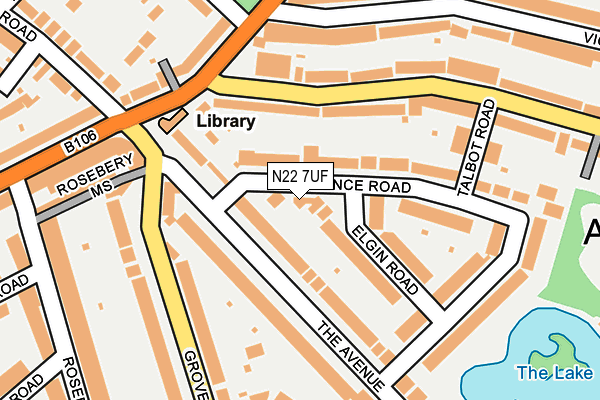 N22 7UF map - OS OpenMap – Local (Ordnance Survey)