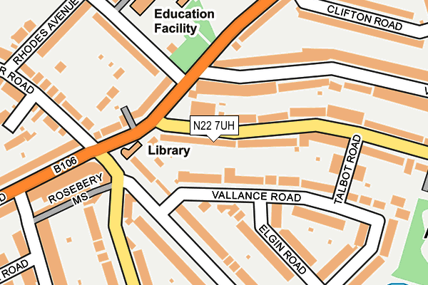 N22 7UH map - OS OpenMap – Local (Ordnance Survey)