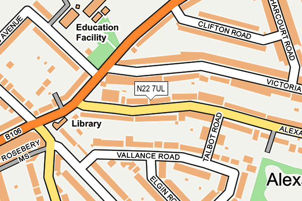 N22 7UL map - OS OpenMap – Local (Ordnance Survey)