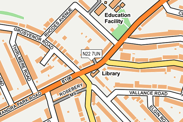 N22 7UN map - OS OpenMap – Local (Ordnance Survey)