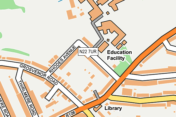 N22 7UR map - OS OpenMap – Local (Ordnance Survey)