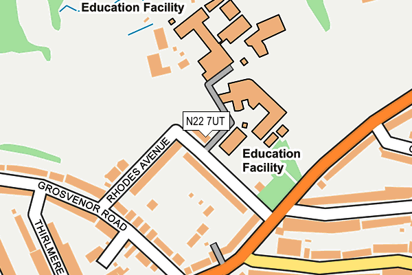 N22 7UT map - OS OpenMap – Local (Ordnance Survey)