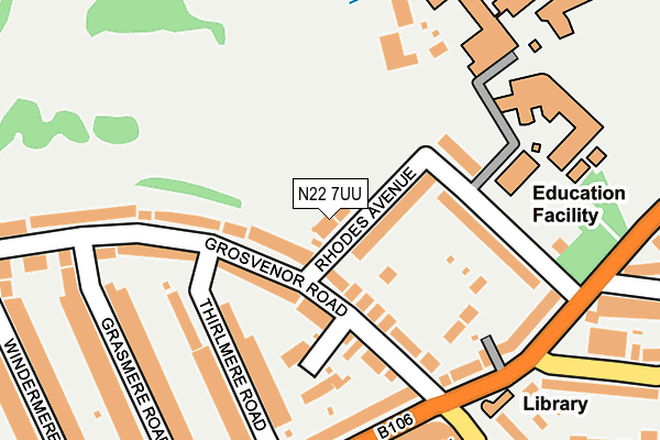N22 7UU map - OS OpenMap – Local (Ordnance Survey)