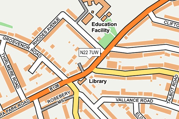 N22 7UW map - OS OpenMap – Local (Ordnance Survey)