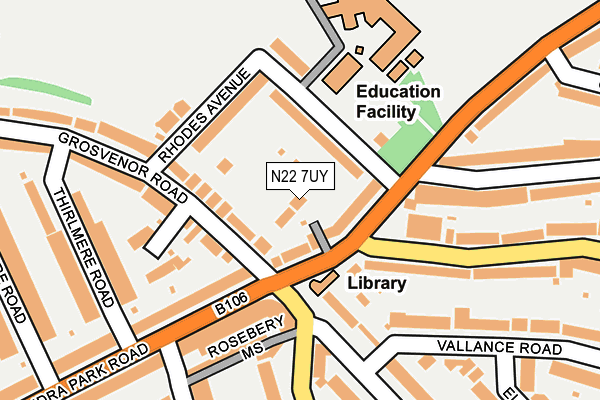 N22 7UY map - OS OpenMap – Local (Ordnance Survey)