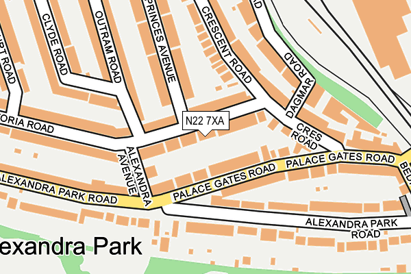 N22 7XA map - OS OpenMap – Local (Ordnance Survey)