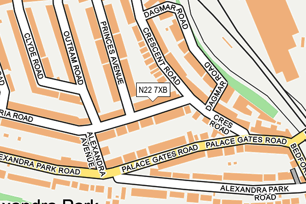 N22 7XB map - OS OpenMap – Local (Ordnance Survey)