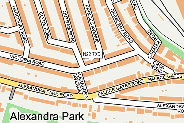 N22 7XD map - OS OpenMap – Local (Ordnance Survey)