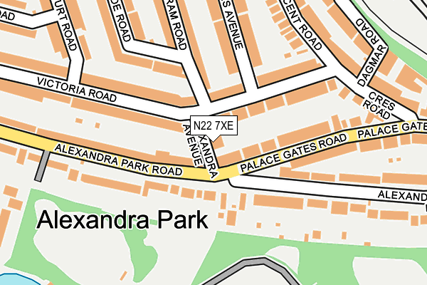 N22 7XE map - OS OpenMap – Local (Ordnance Survey)